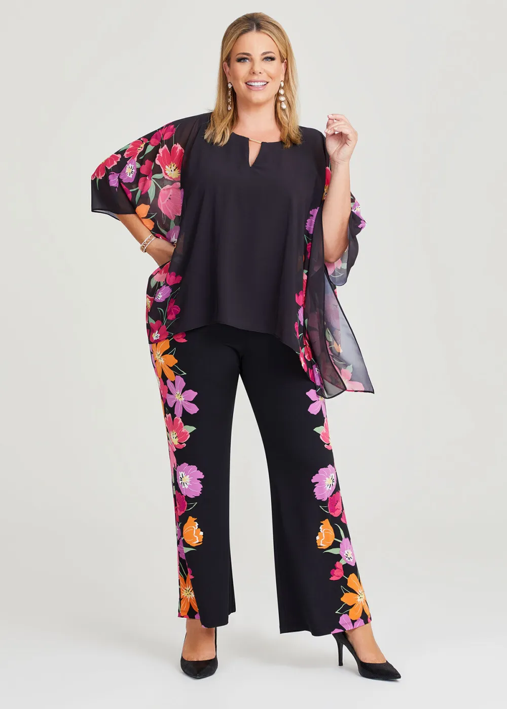 Floral Border Wide Leg Pant