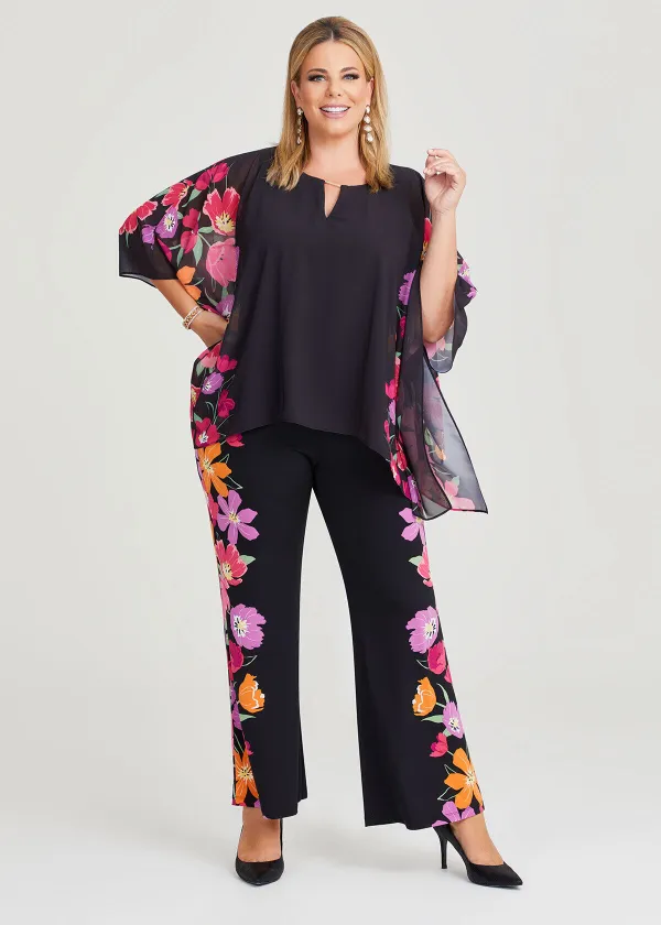 Floral Border Chiffon Top