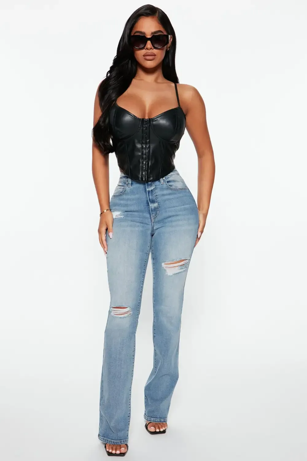 Bridget Distressed Bootcut Jeans - Light Wash