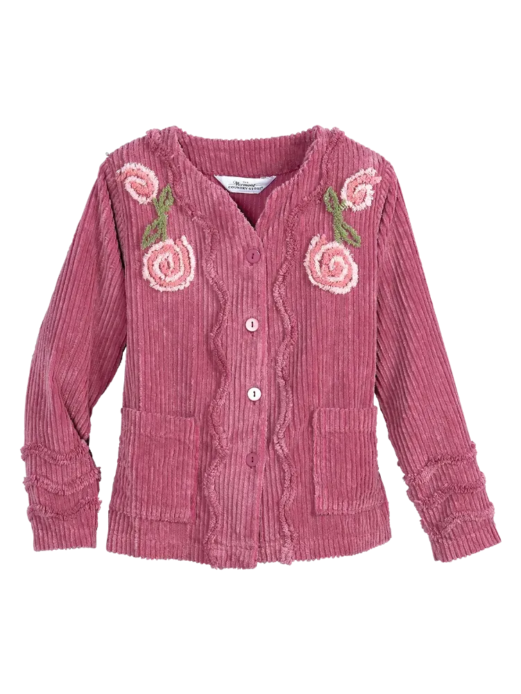 Chenille Blossom Button-Front Bed Jacket