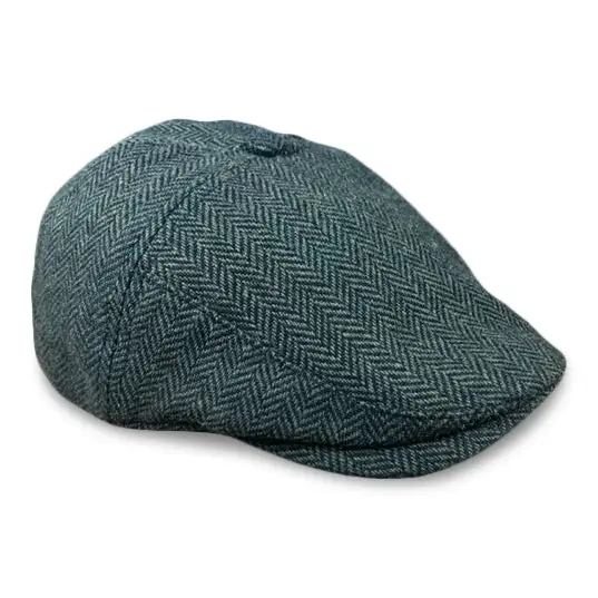 The Original 5-Panel Boston Scally Cap - Dark Olive Green Herringbone