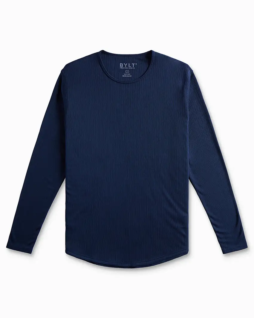 Ribbed Long Sleeve Drop-Cut