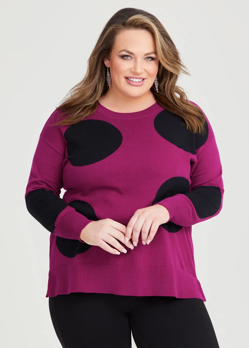 Cotton Large Spot Knit Jumper