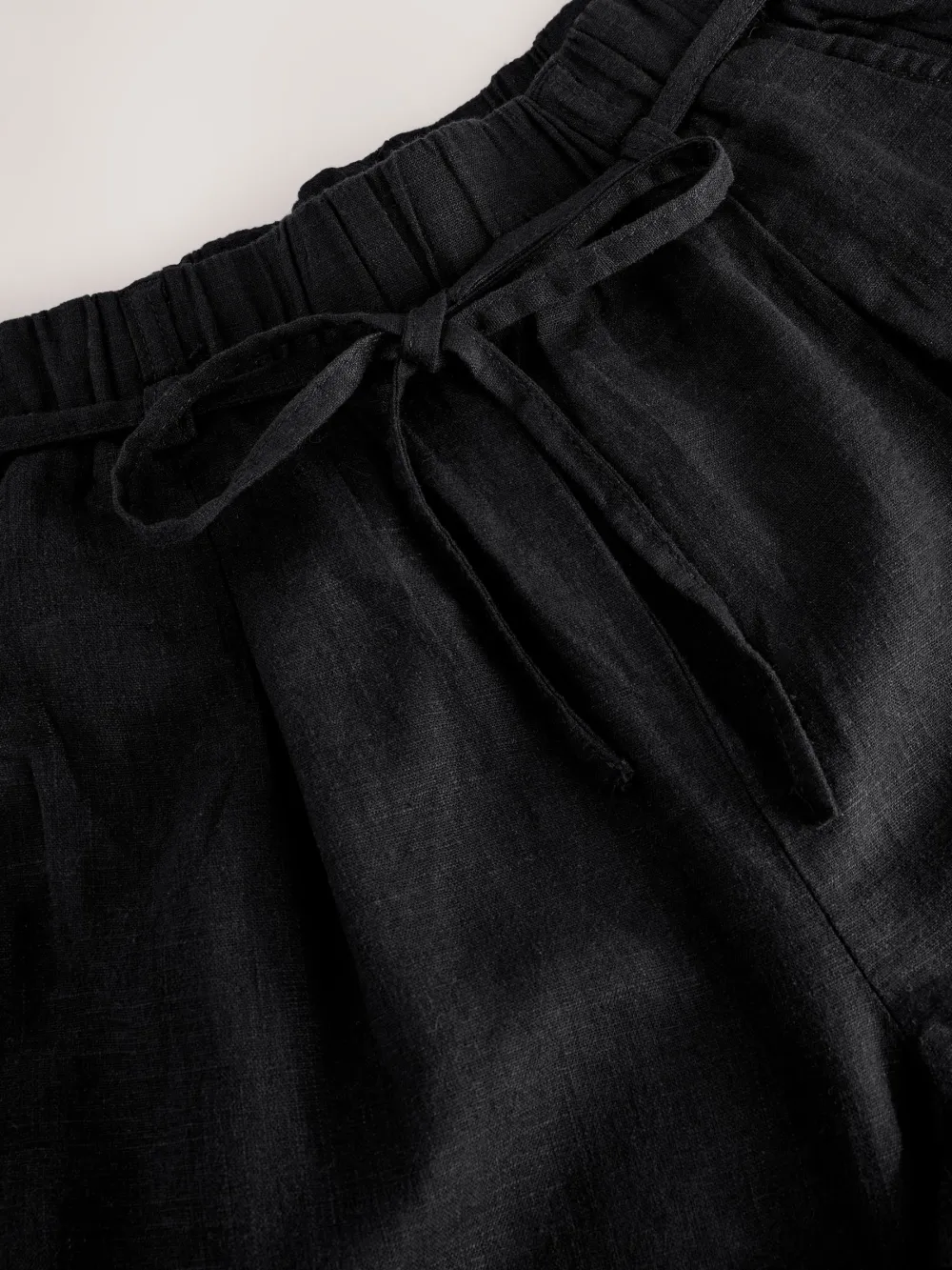 Tie Waist Belt Bucket Leg Linen Blend Pants