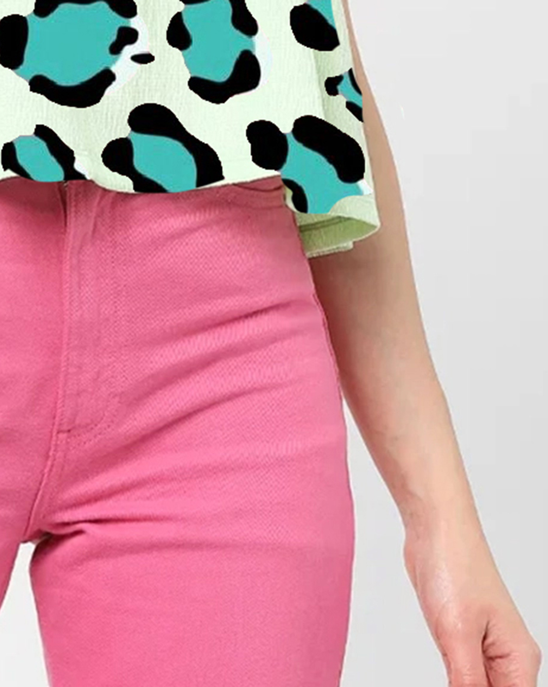 Light Green Ruffled Leopard Print Crop Top