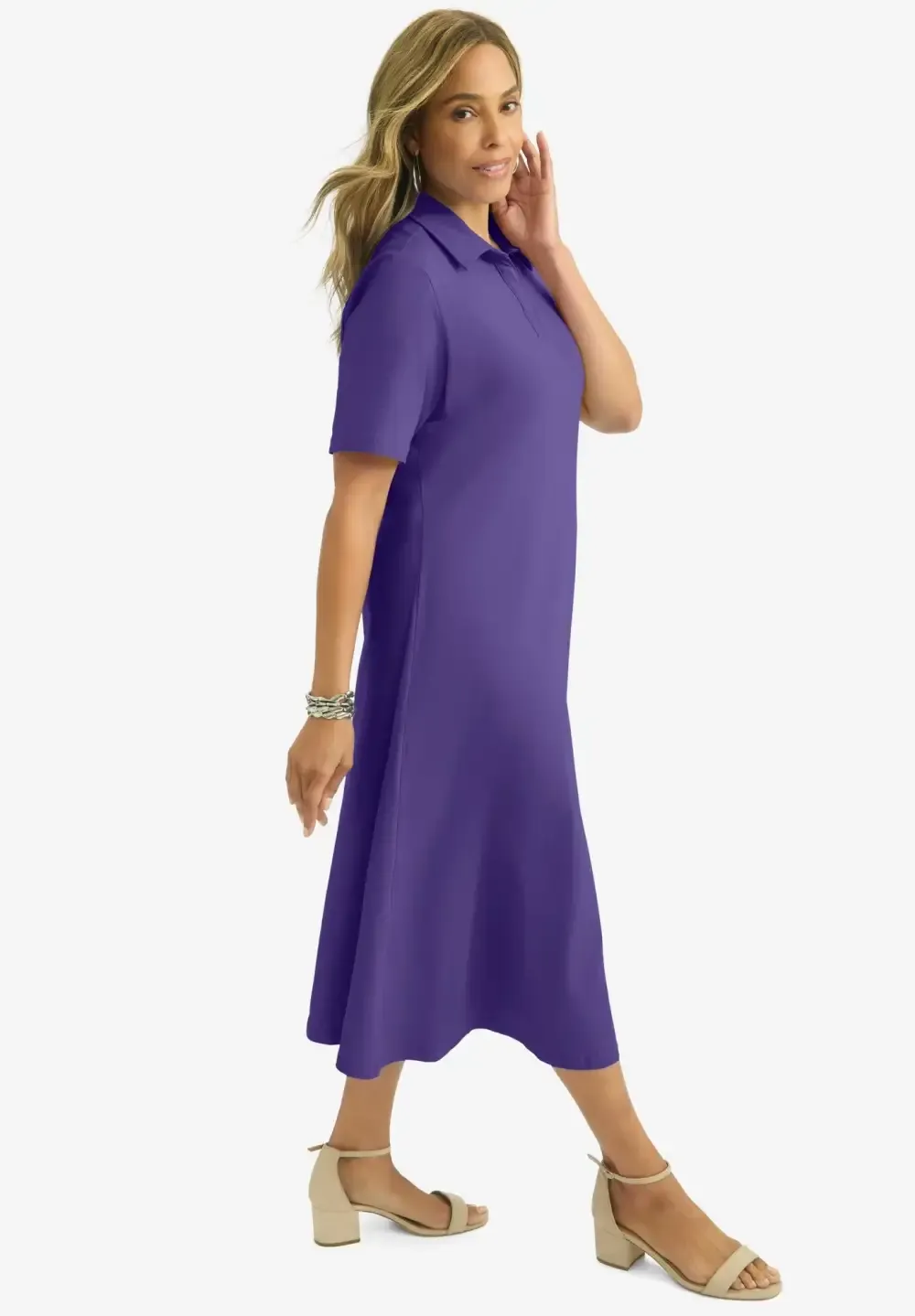 Notch Neck Midi Dress