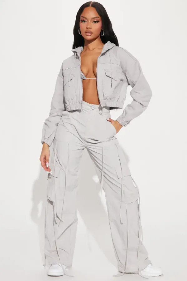 San Fran Hooded Bomber Jacket - Grey