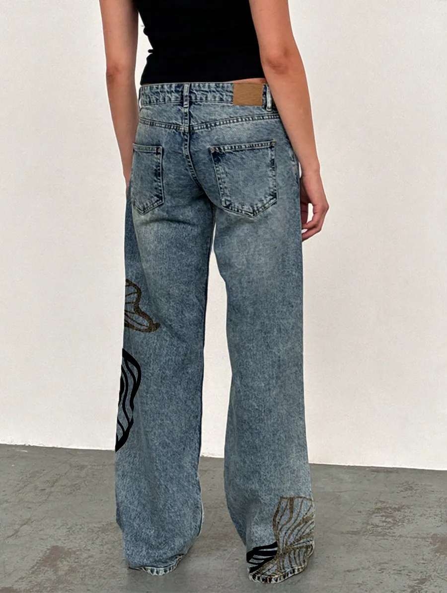 Vintage Blue Wash Low Rise Parallel Jeans