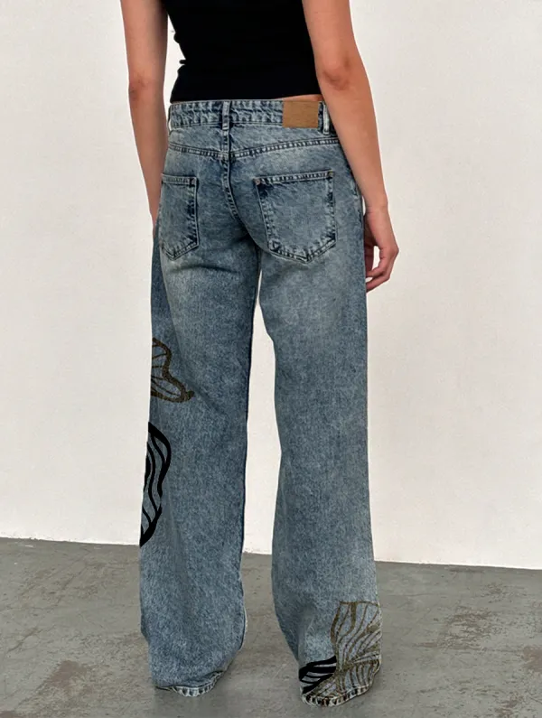 Vintage Blue Wash Low Rise Parallel Jeans