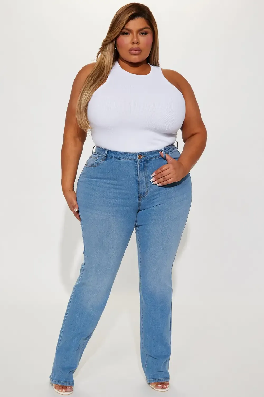 You Got It Low Rise Stretch Slim Straight Leg Jean - Medium Wash