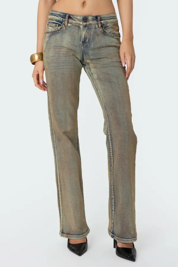 Boot Cut Low Rise Mud Washed Jeans