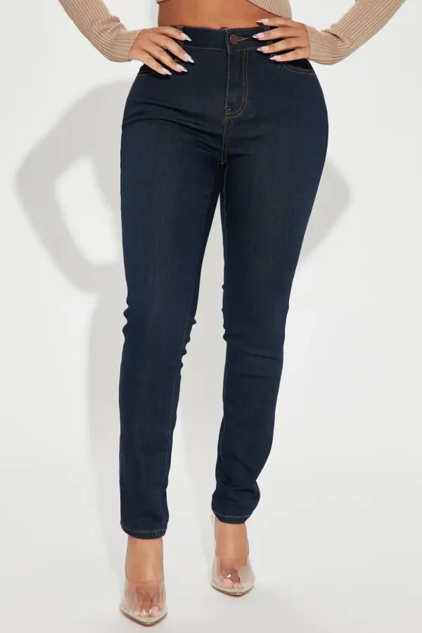 Petite Classic Mid Rise Skinny Jeans - Dark Denim