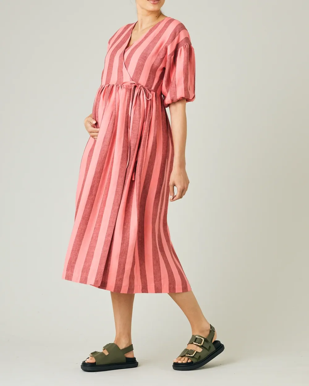 BLUSH STRIPE LINEN DRESS