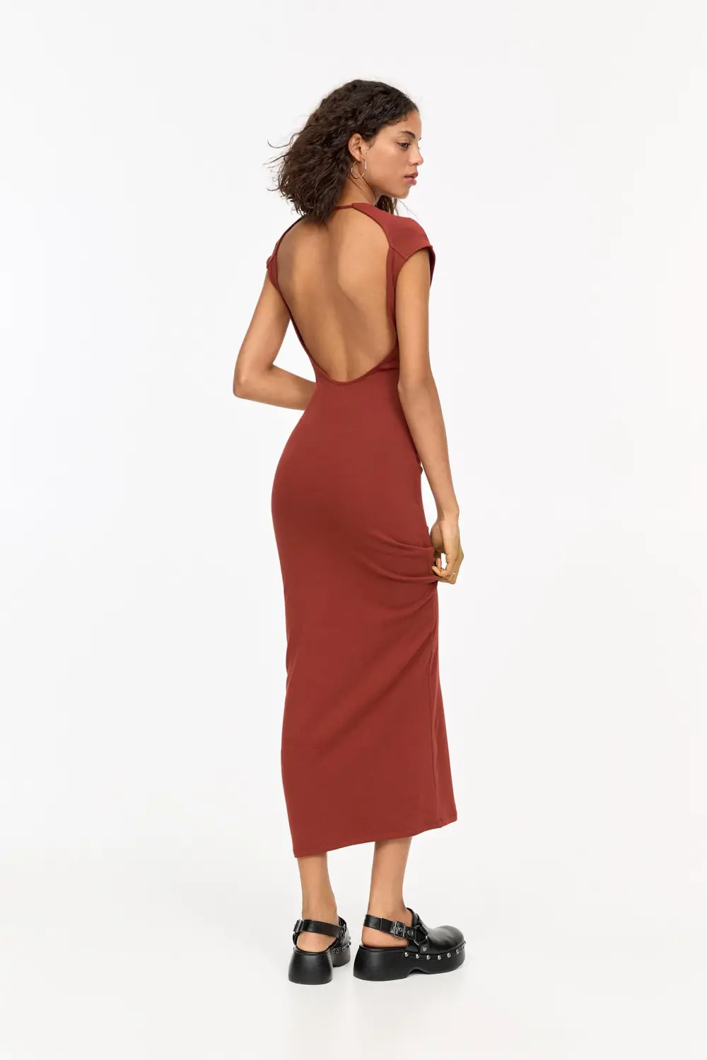 Vestido midi frunces