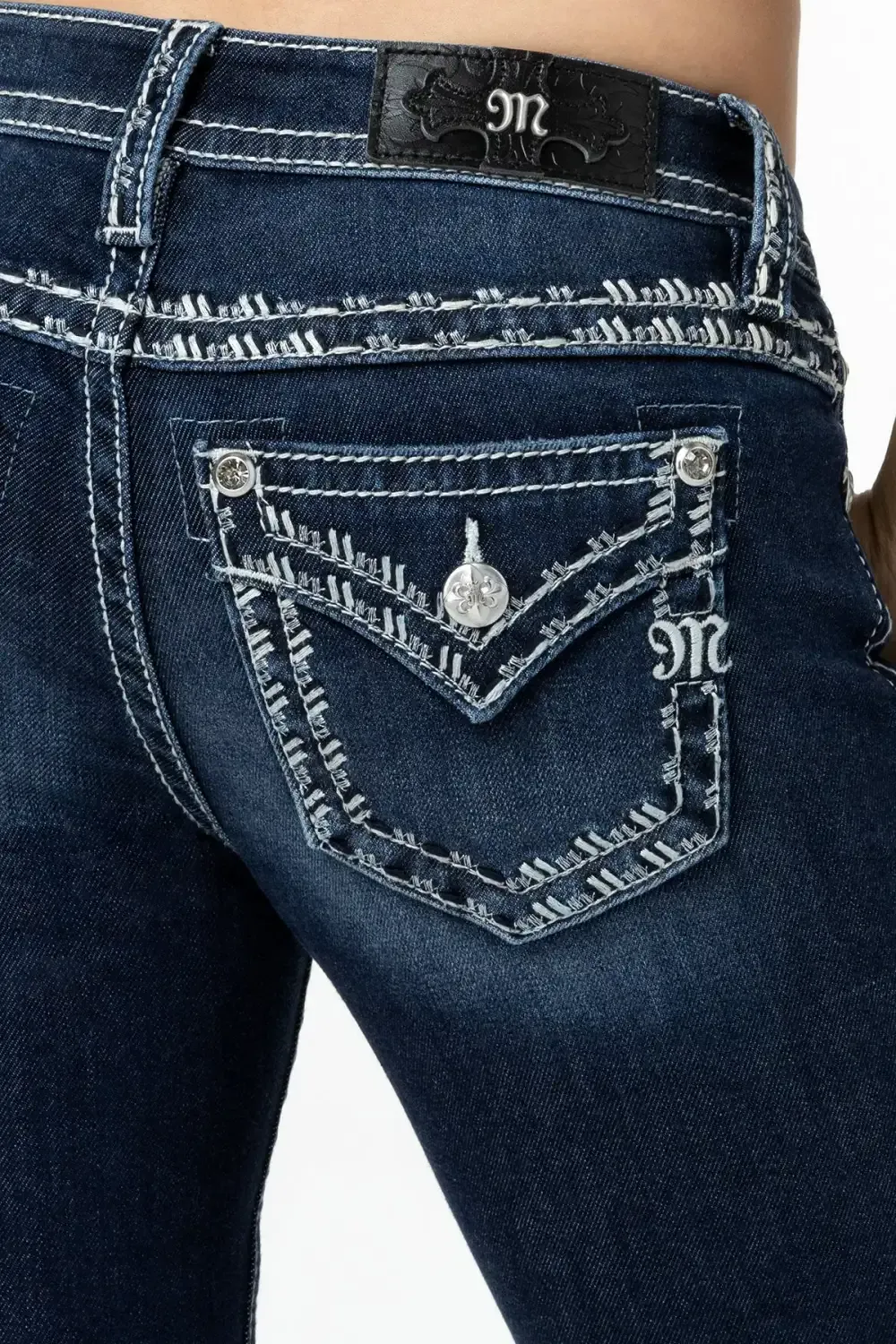 Metallic Border Stitch Bootcut Jeans