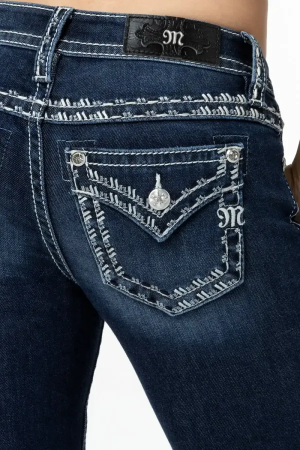 Metallic Border Stitch Bootcut Jeans