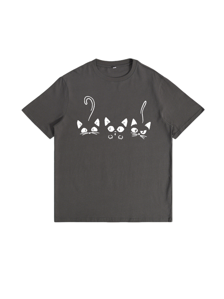 Lovely Cats Print Short Sleeve Casual T-Shirt