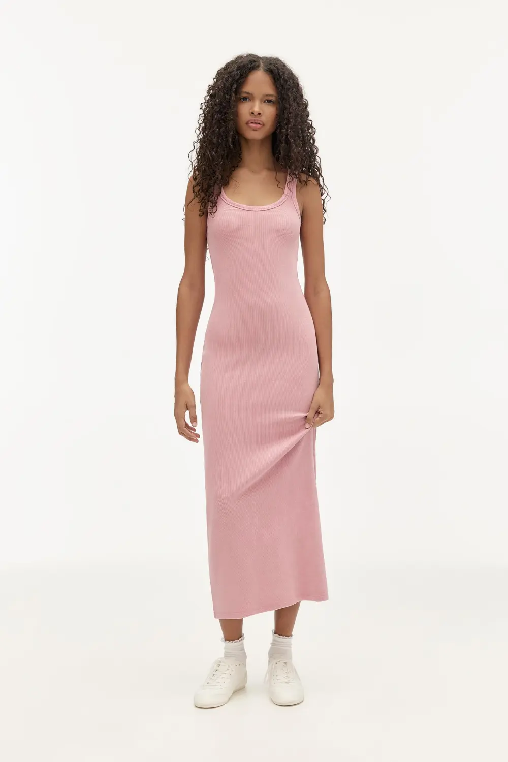 Vestido midi tirantes canalé