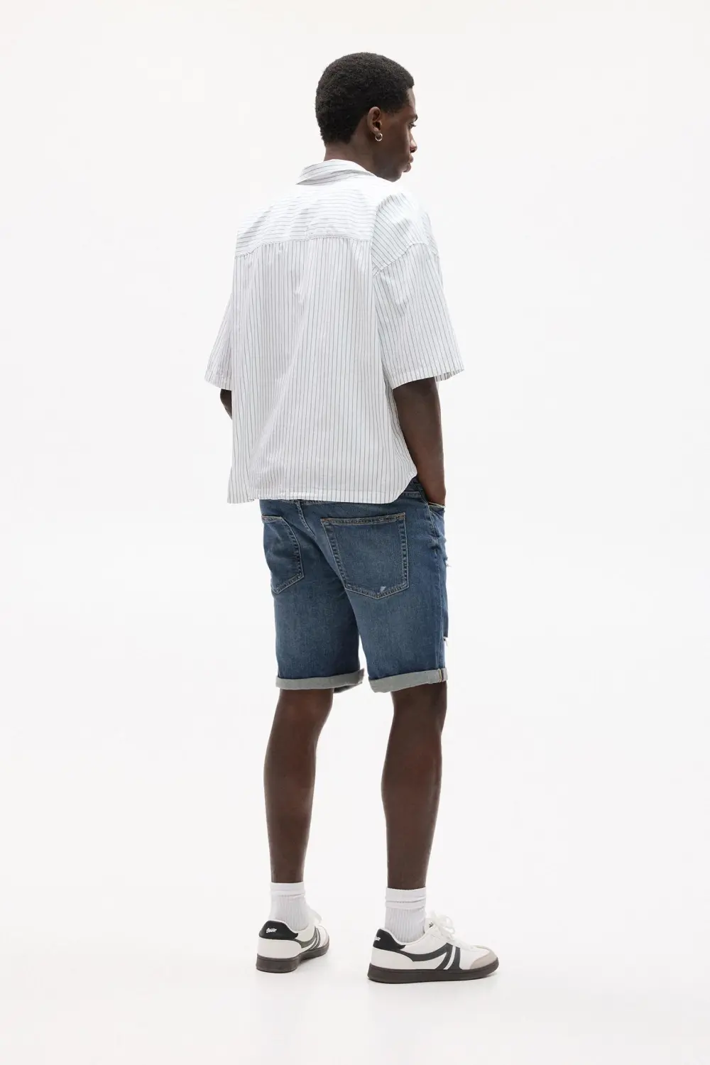 Ripped denim Bermuda shorts
