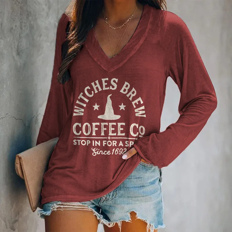 Witches Brew Coffee 1692 Printed Long Sleeve T-shirt
