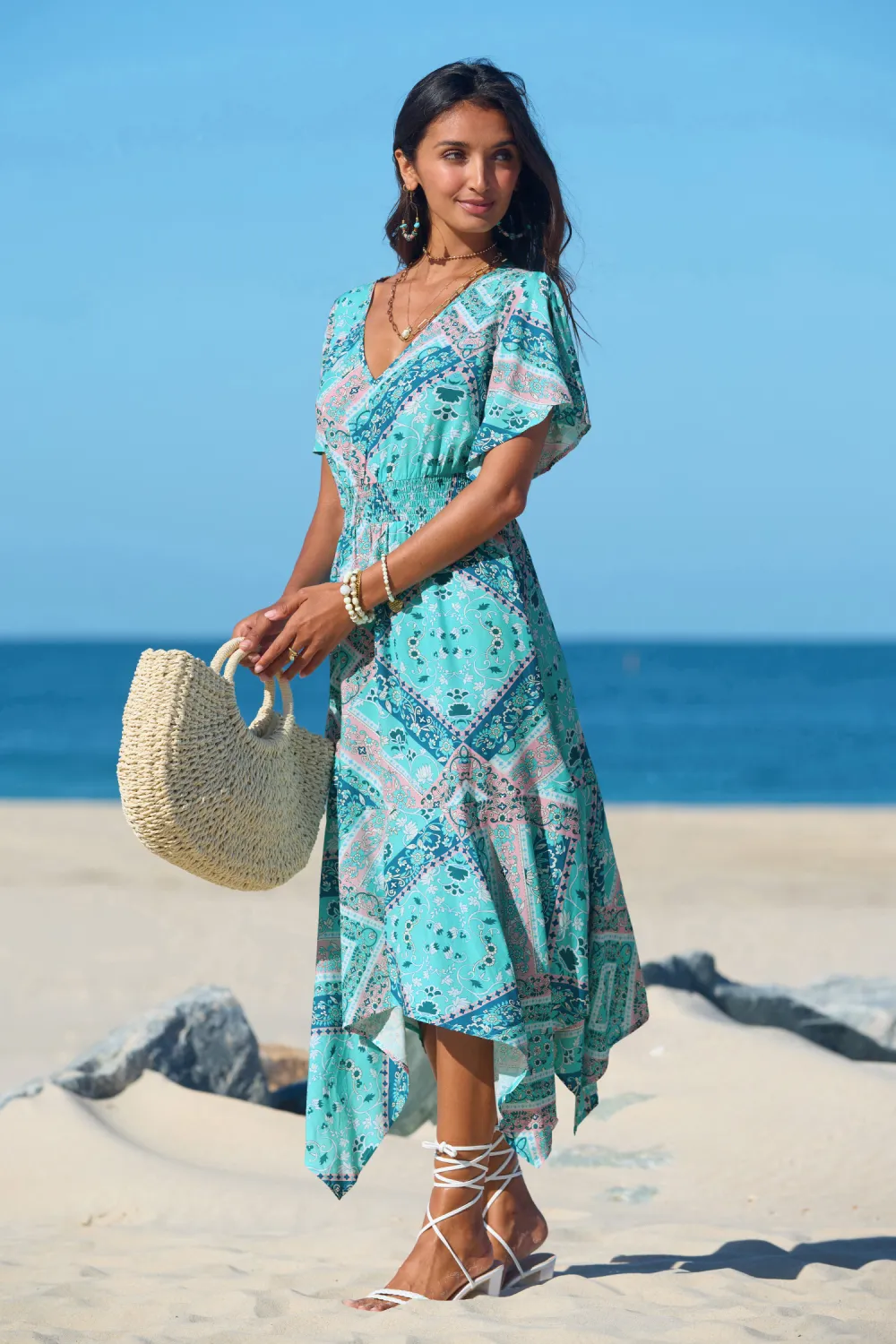 Bohemian Seas Blue Midi Dress
