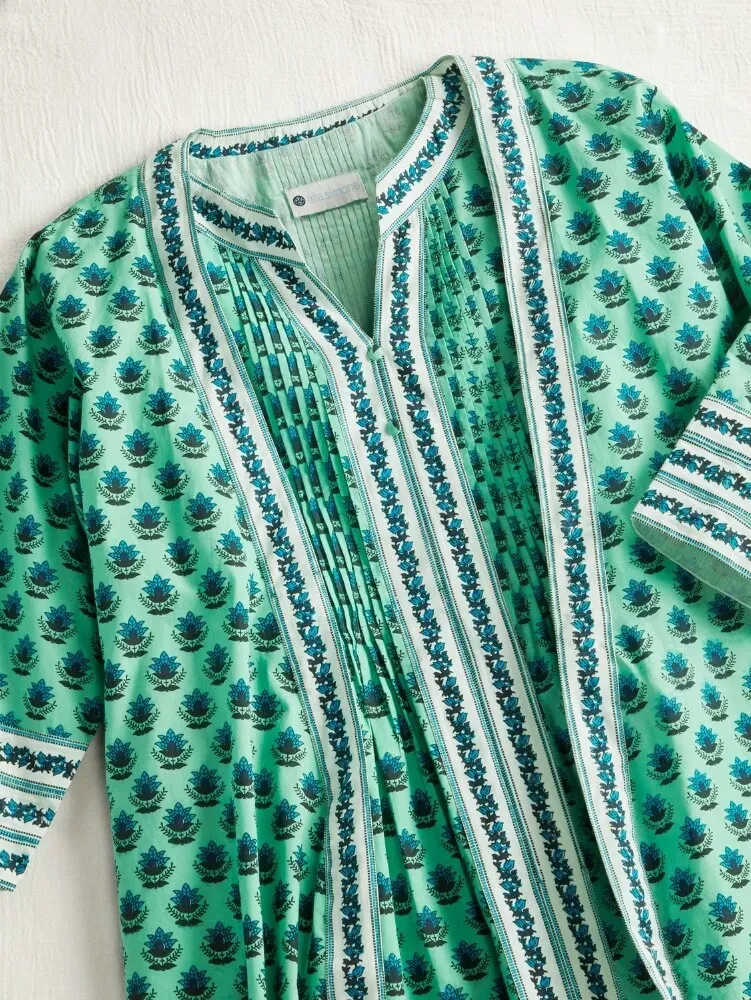 Ella Simone Indigo Dreams Lotus Print Wrap Robe