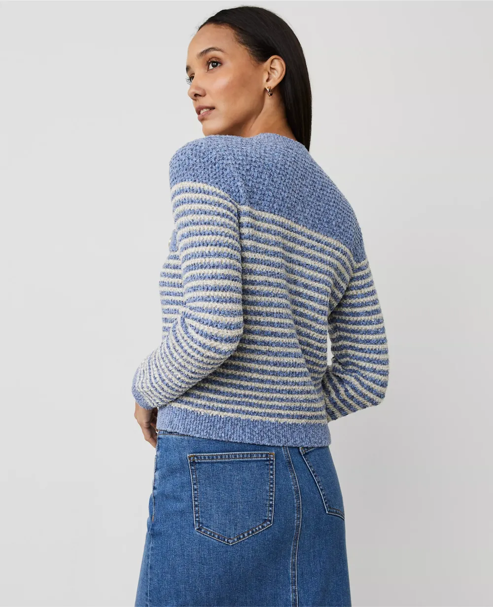 Denim Striped Sweater Jacket
