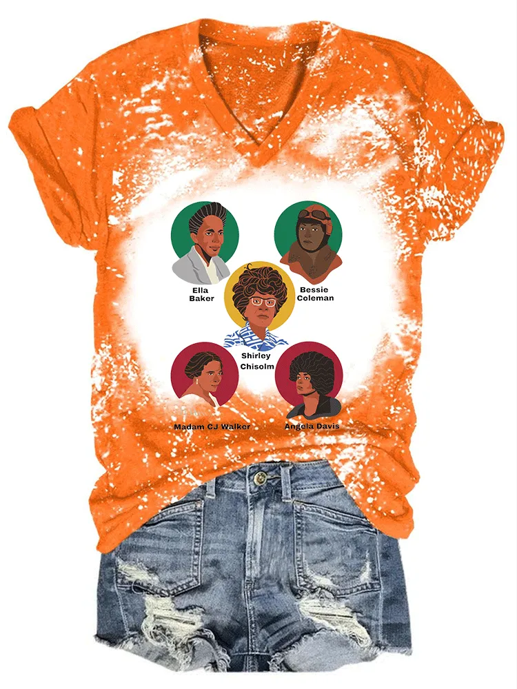 Women'S Ella Baker Bessie Coleman Shirley Chisolm Madam Cj Walker Angela Davis V-Neck T-Shirt