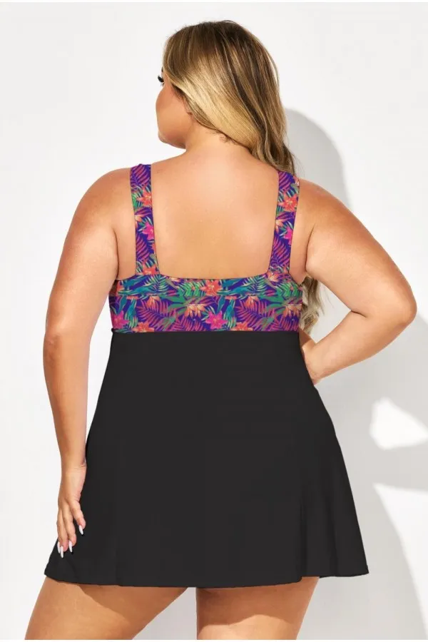 Tie Front V-Neck Tummy Control Swimdress