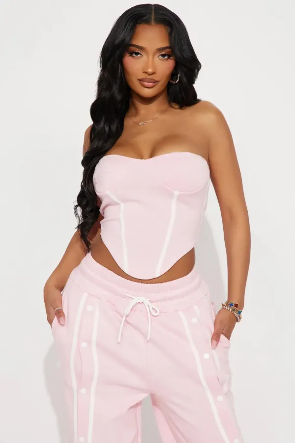 Sara Fleece Track Pant Set - Pink