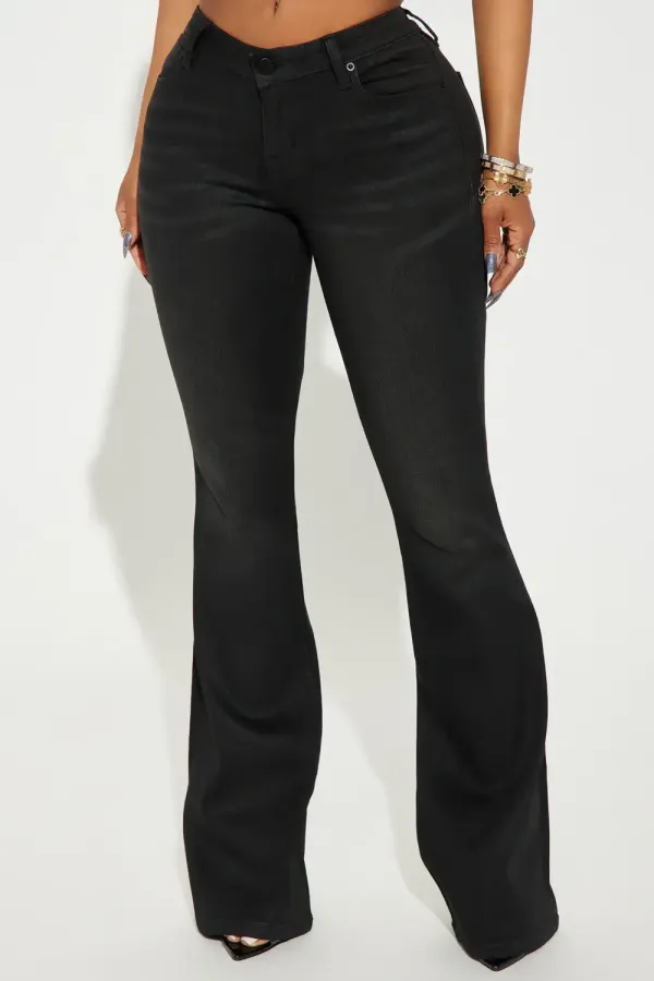 Lawless Low Rise Coated Bootcut Jeans - Black
