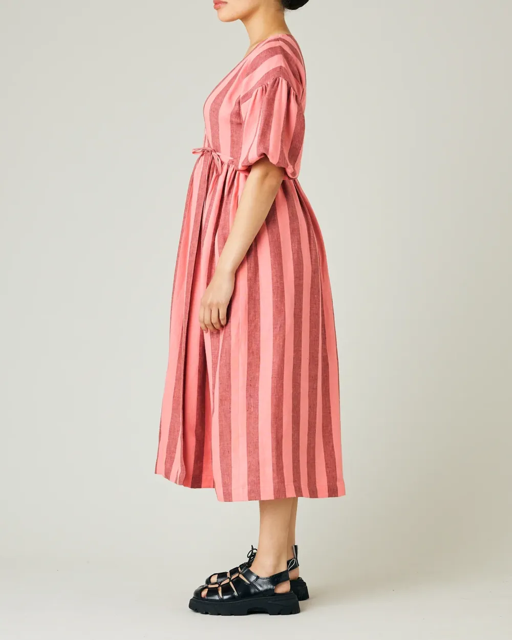 BLUSH STRIPE LINEN DRESS