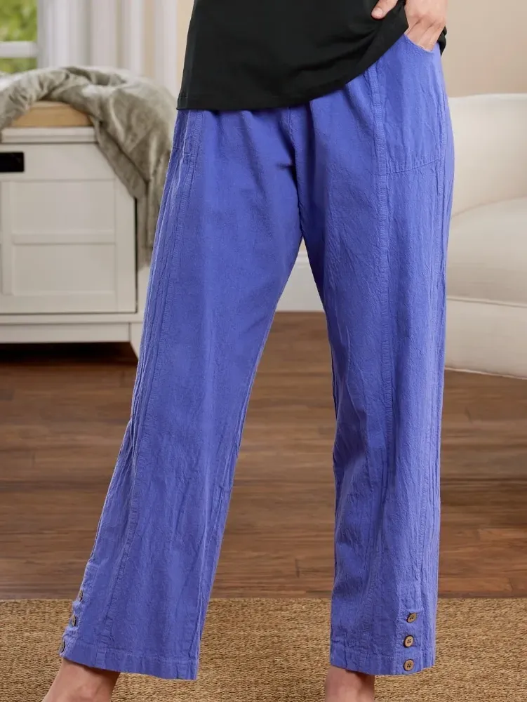 Women's Crinkle Cotton Ankle-Length Pants