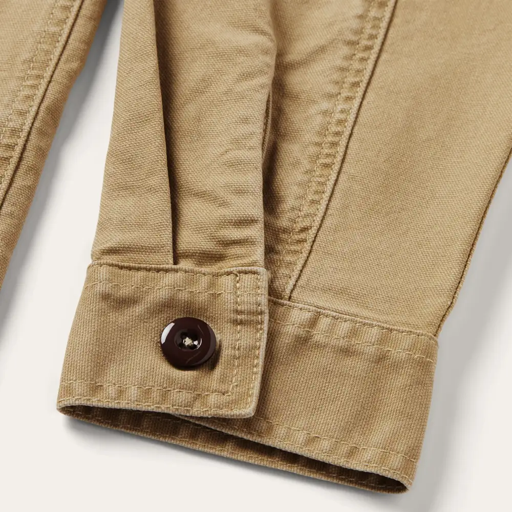 Camel Stretch Canvas Shirt Jacket