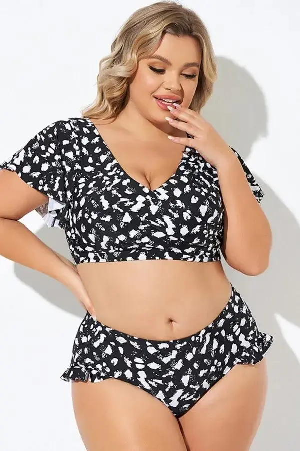 Mono Spot Flutter Sleeve Wrap Bikini Top