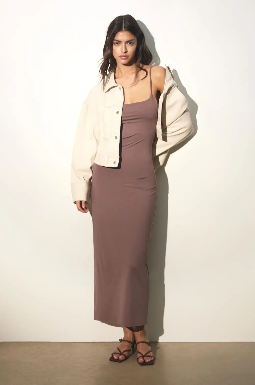 Vestido midi poliamida