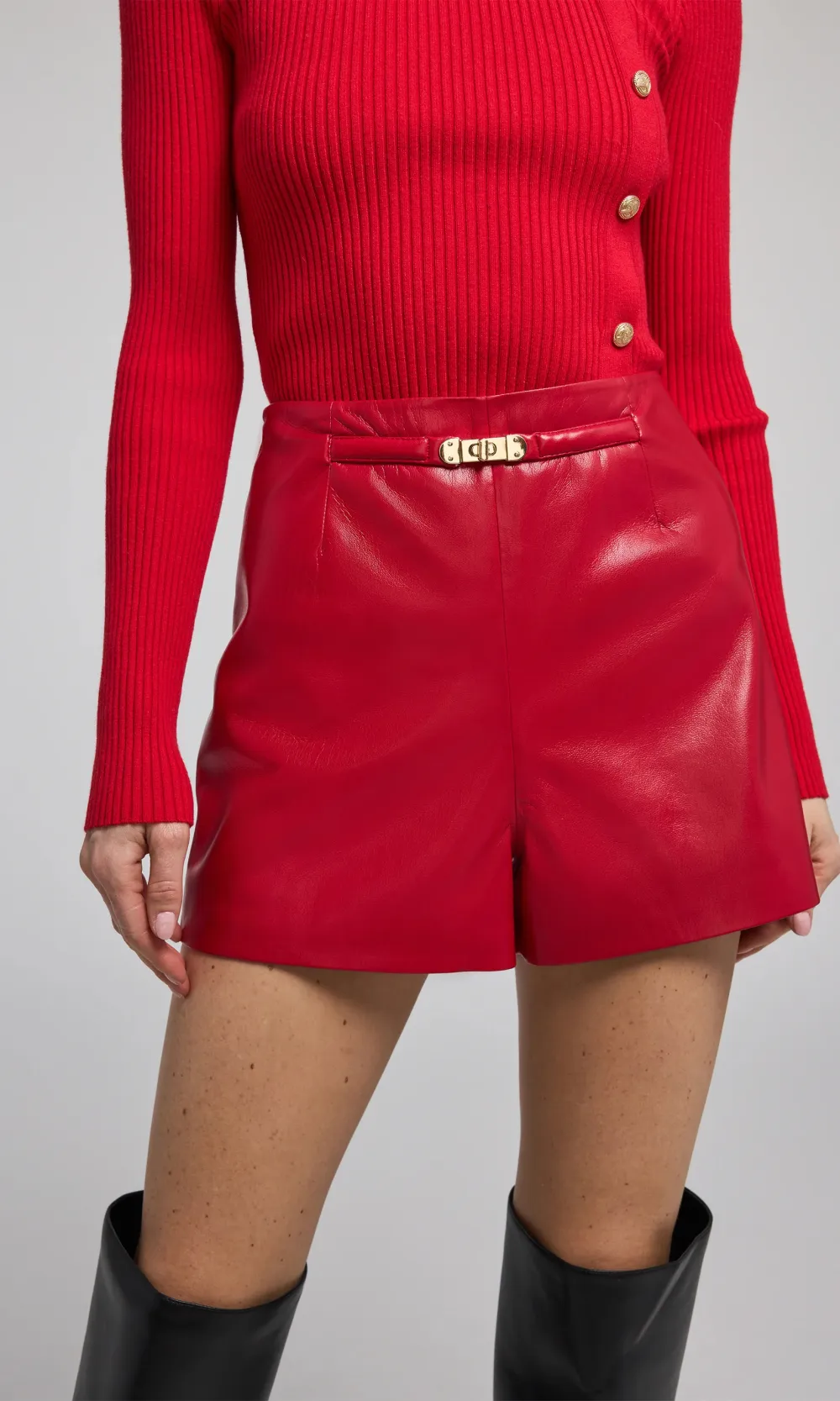 Danny Belted Vegan Leather Shorts