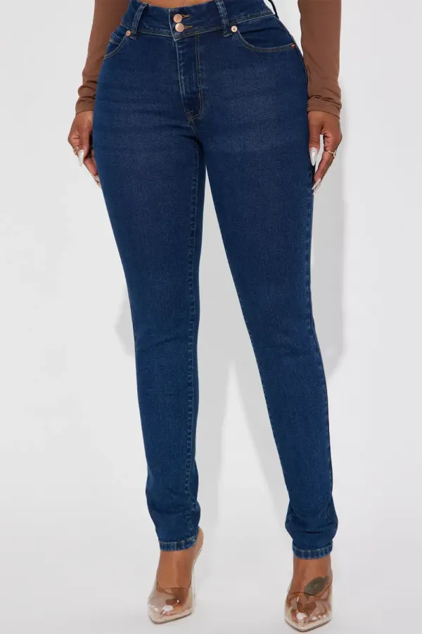 Notice Me Booty Lifting Stretch Skinny Jeans - Dark Wash