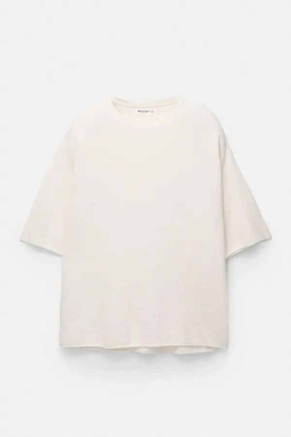 Waffle-knit boxy-fit T-shirt