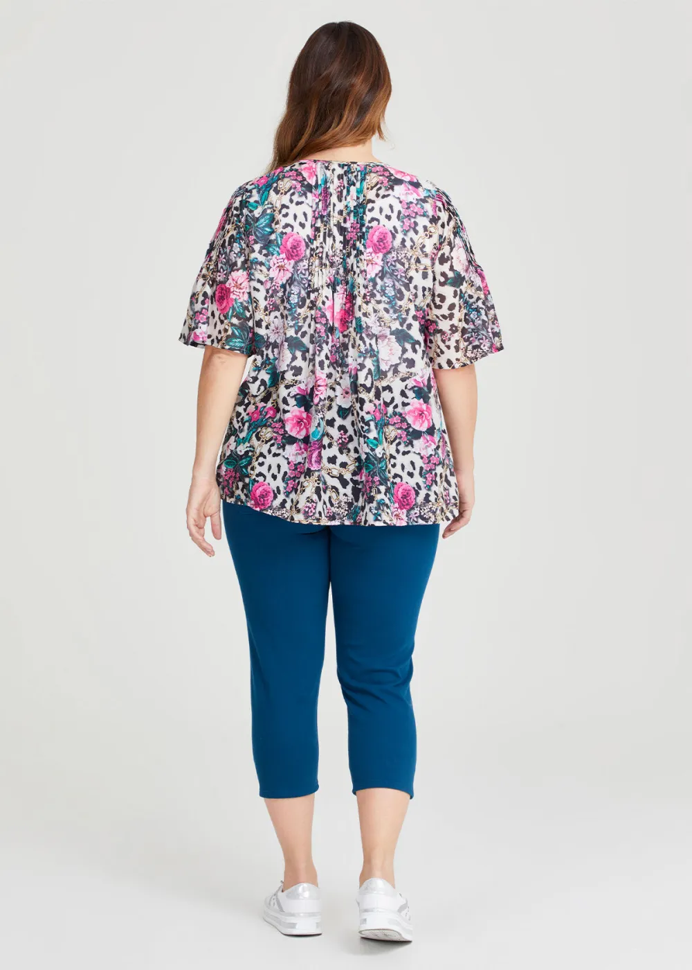 Animal Pintuck Floral Top