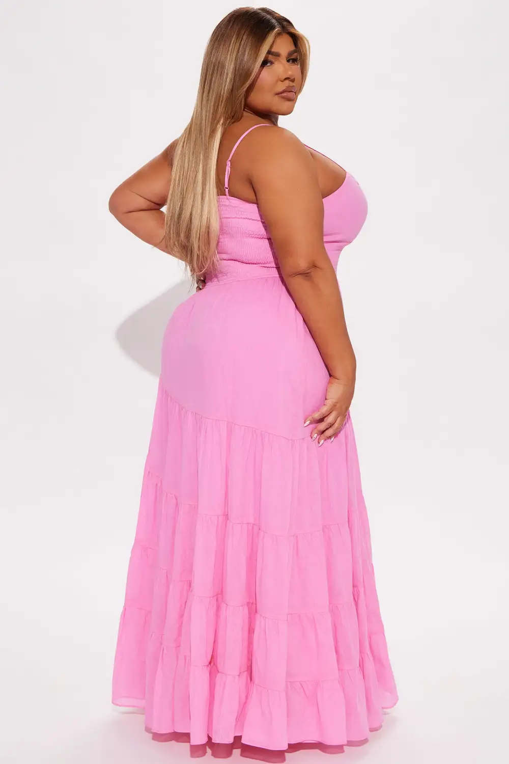 Everly Tiered Maxi Dress - Hot Pink