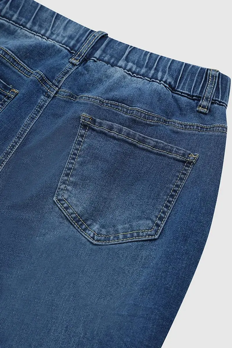 Button Fly Slant Pocket Mid Rise Straight Leg Jeans