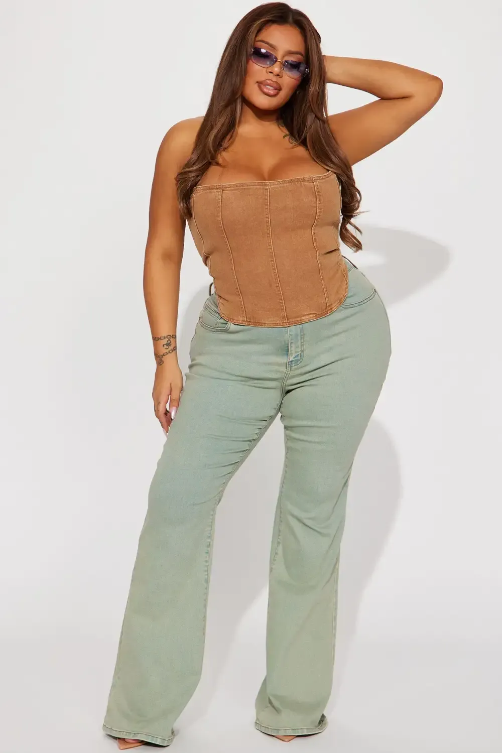 Vienna Tinted High Rise Stretch  Flare Jeans - Light Wash