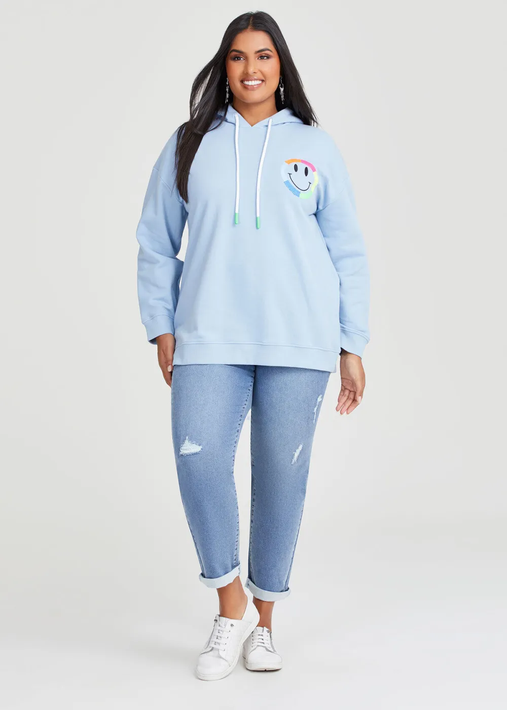 Cotton Happy Hooded Sweatshirt