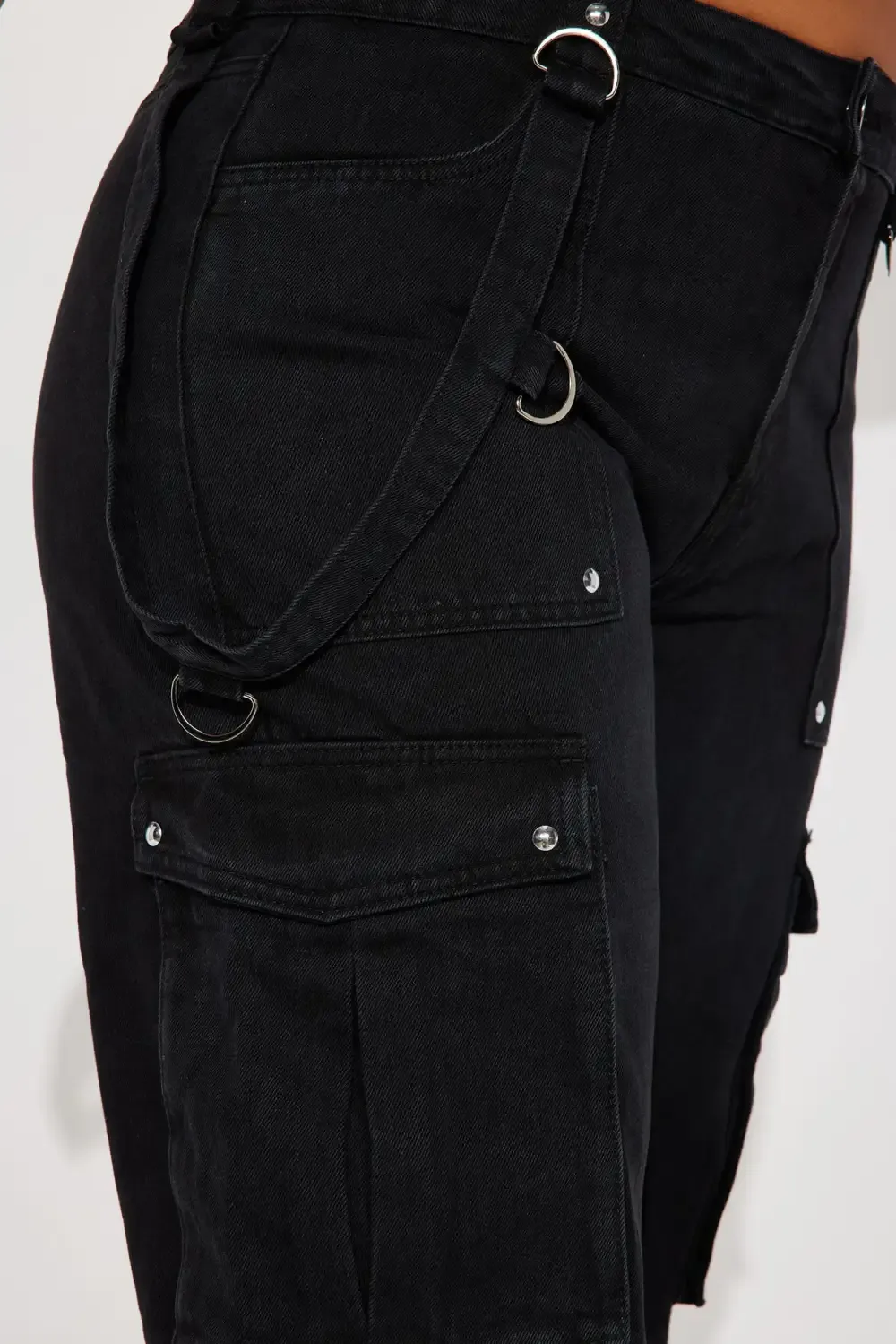 Unstoppable Studded Non Stretch Straight Leg Utility Jeans - Black