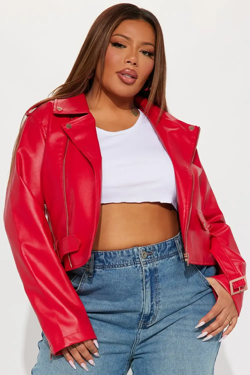 Remind Me Later Faux Leather Jacket - Red