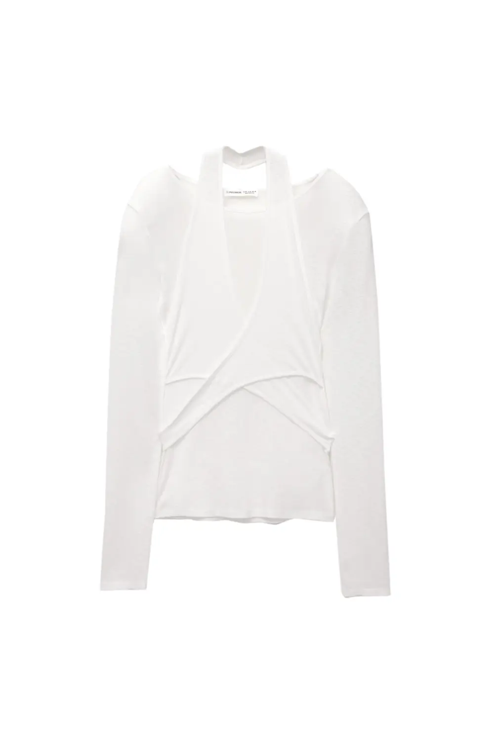 Double-layer top with crossover neckline