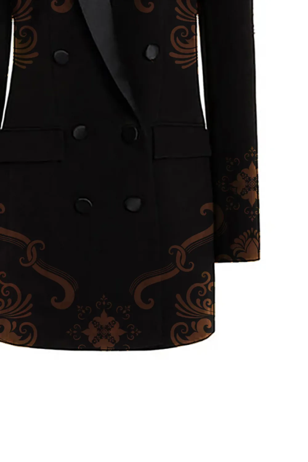 Luxury Lapel Long Sleeve Cinch Waist Double Breasted Crystal Party Blazer