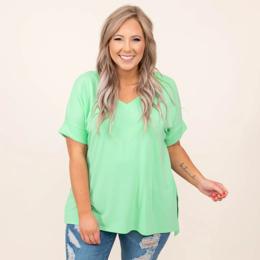 Comfy Travels Top, Green Mint