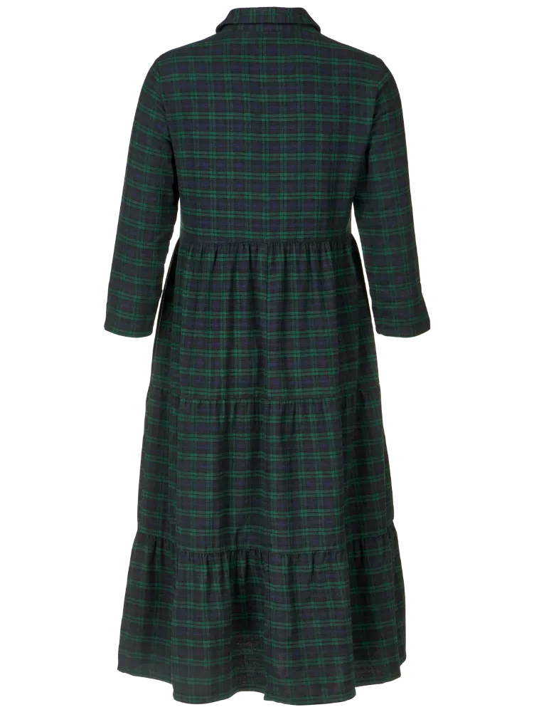 Plaid Flannel Tiered Midi Dress